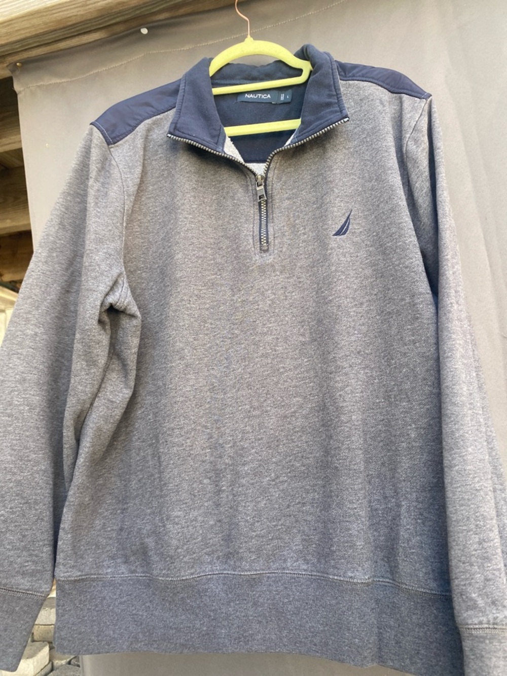 Nautica Gray and Navy Quarter-Zip Sweater